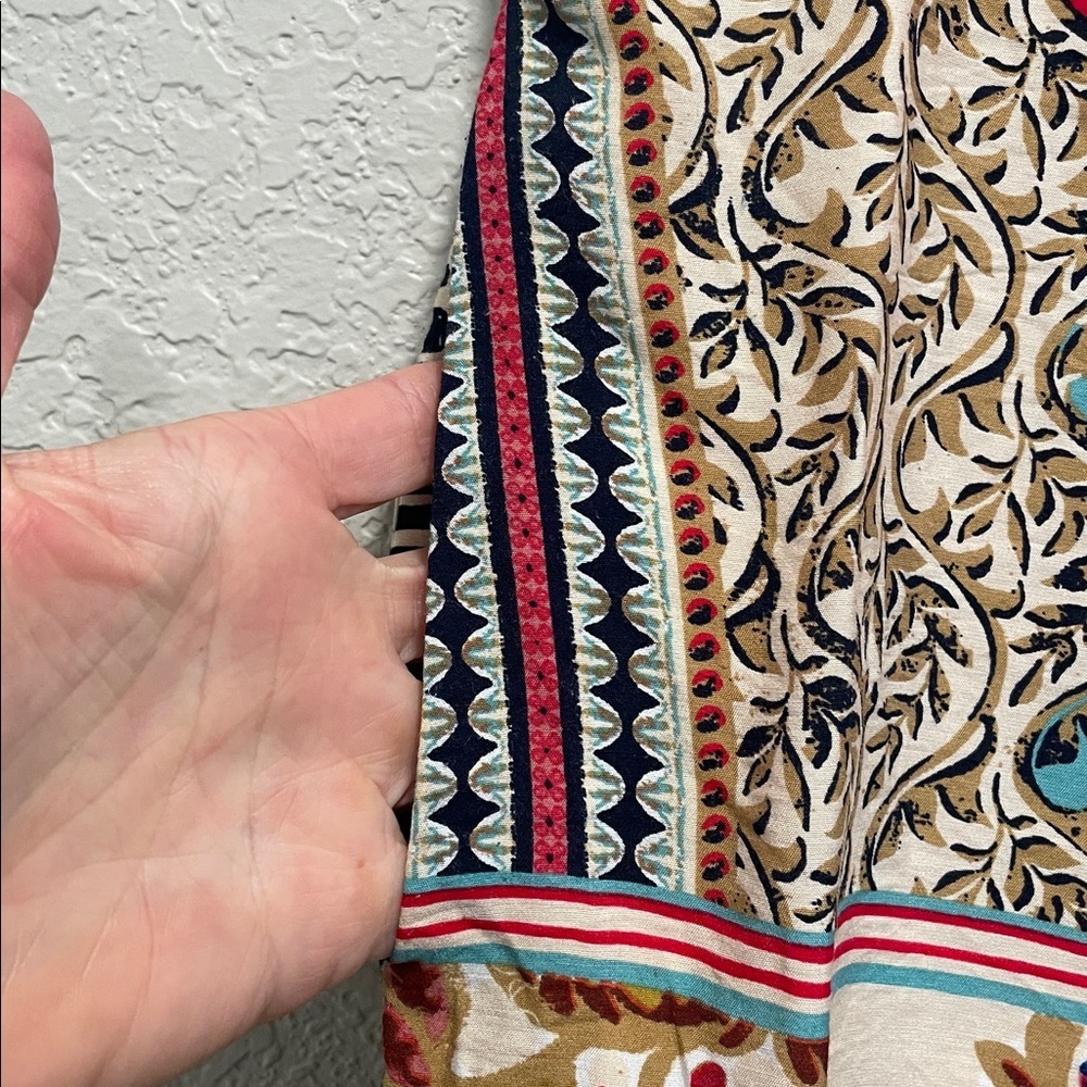 Zara Patchwork Patterned Red And Blue Floral Prin… - image 2